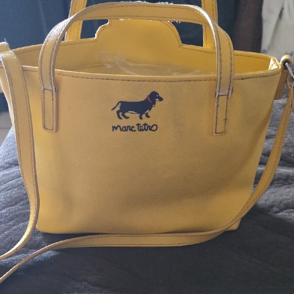 Playful Yellow Tote with Dog Design - Picture 2 of 7